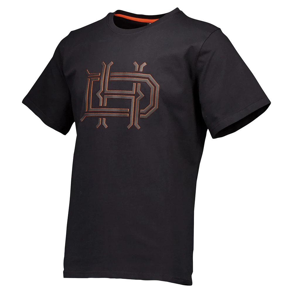 T-shirt décontracté épais noir multicouche avec logo principal du Houston Dynamo FC pour hommes