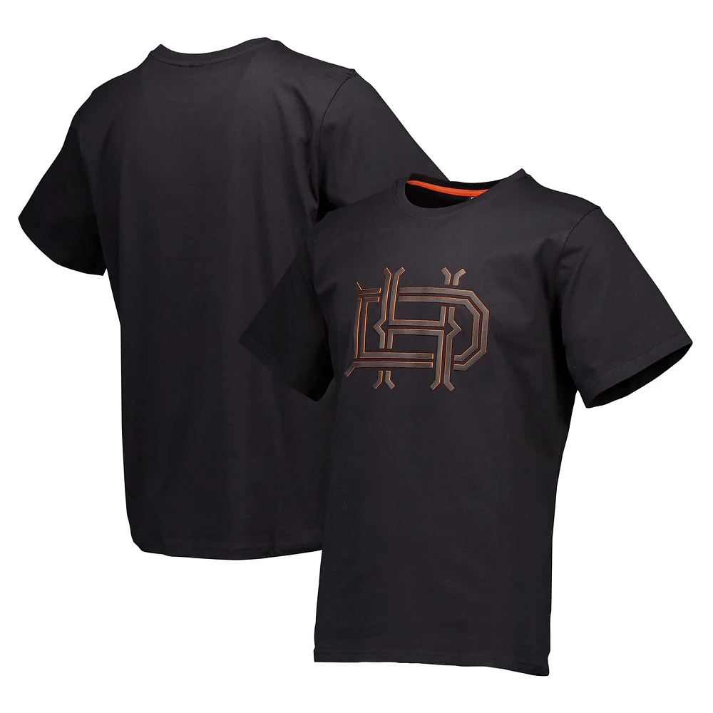 T-shirt décontracté épais noir multicouche avec logo principal du Houston Dynamo FC pour hommes