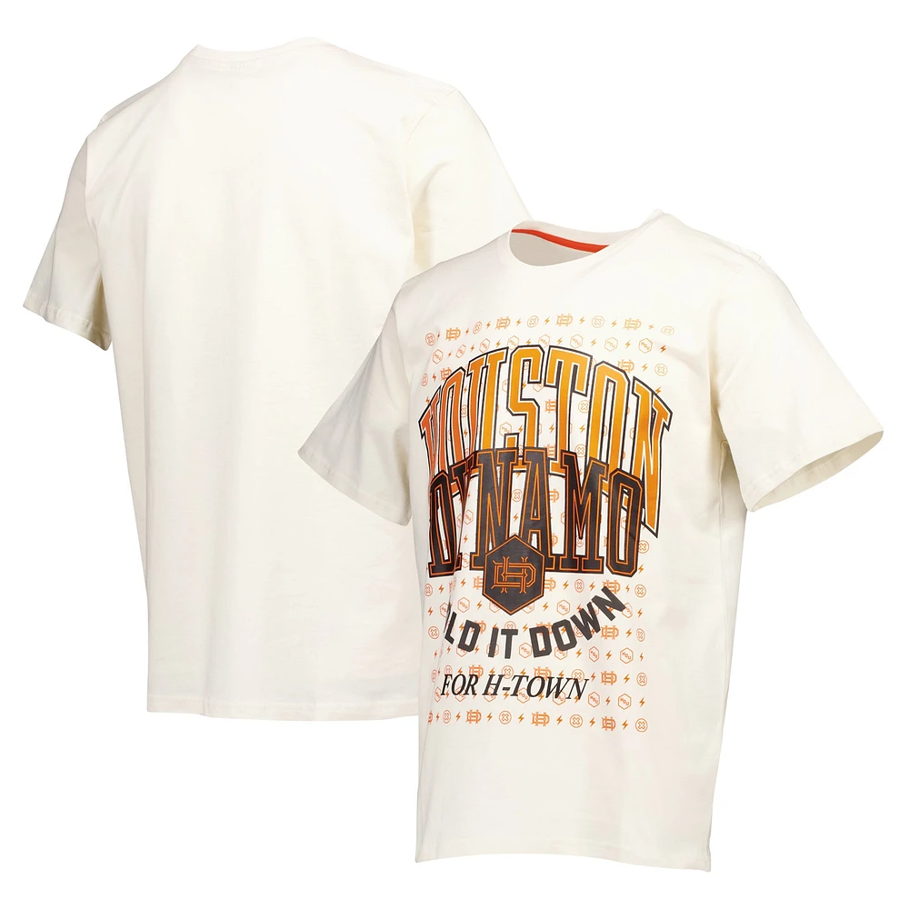 T-shirt décontracté épais crème pour hommes du Houston Dynamo FC des années 90