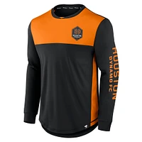 Men's Fanatics Black/Orange Houston Dynamo FC Striker Long Sleeve T-Shirt