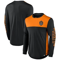 Men's Fanatics Black/Orange Houston Dynamo FC Striker Long Sleeve T-Shirt