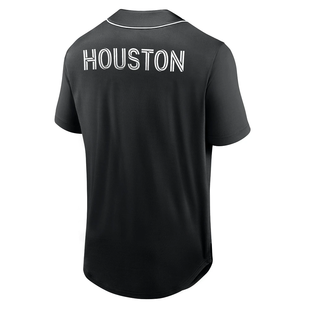 Men's Fanatics Black Houston Dynamo FC Third Period Fashion Baseball Button-Up Jersey