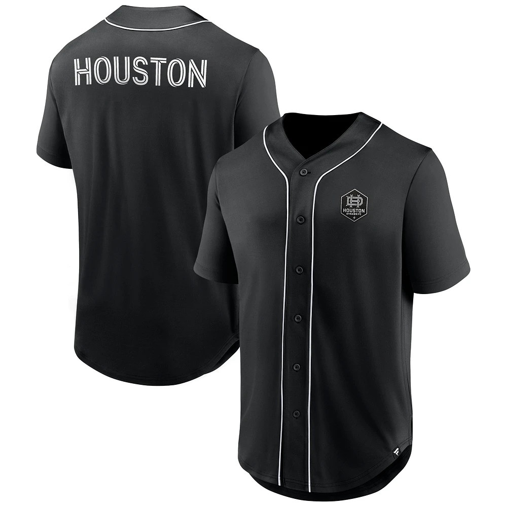 Men's Fanatics Black Houston Dynamo FC Third Period Fashion Baseball Button-Up Jersey