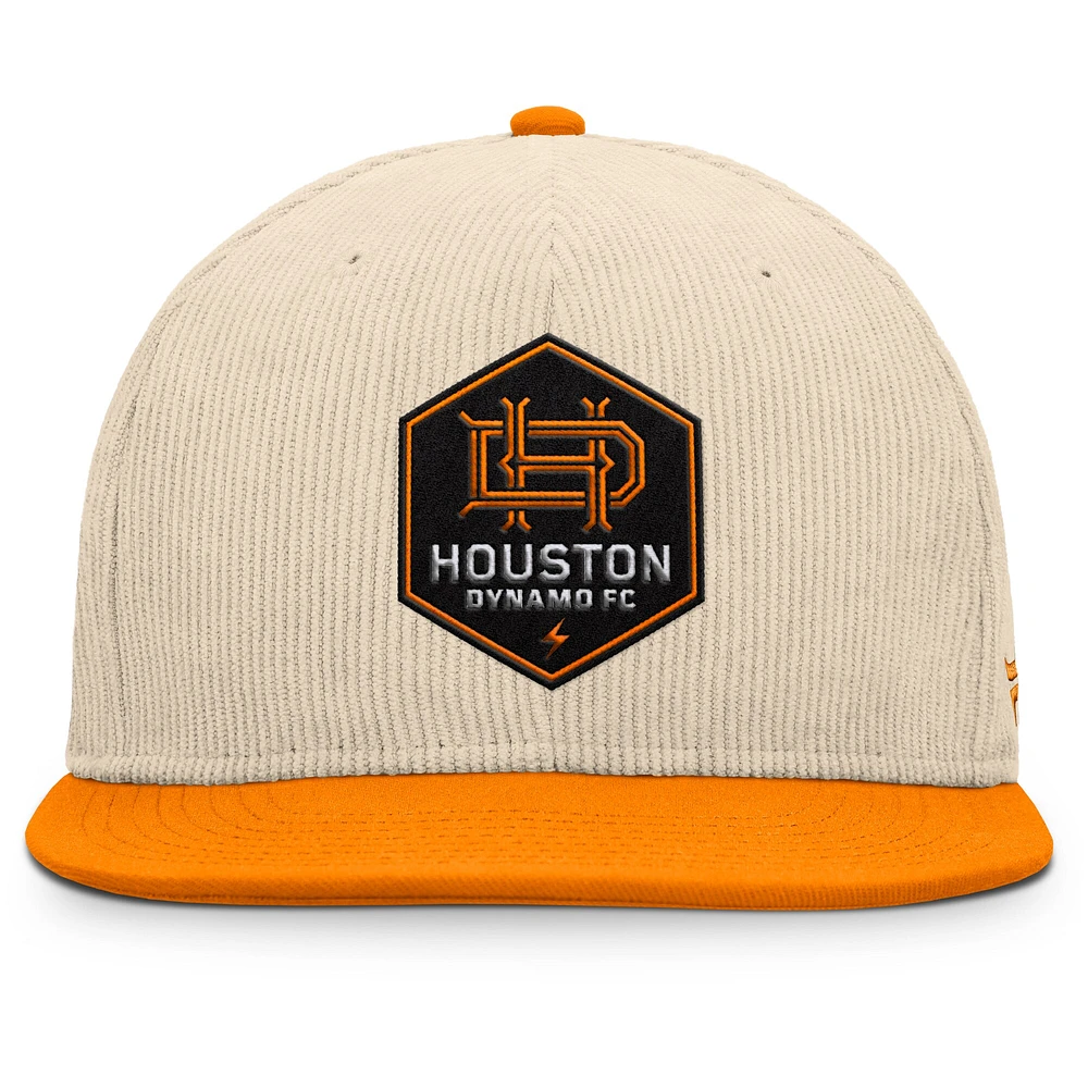 Men's Fanatics Cream Houston Dynamo FC Tempo Corduroy Snapback Hat