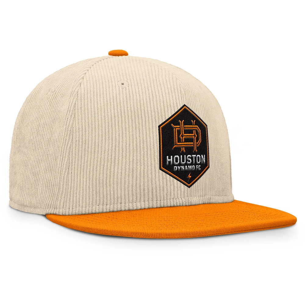 Men's Fanatics Cream Houston Dynamo FC Tempo Corduroy Snapback Hat