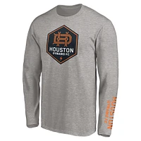 T-shirt à manches longues gris chiné Fanatics pour homme Houston Dynamo