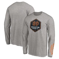 T-shirt à manches longues gris chiné Fanatics pour homme Houston Dynamo