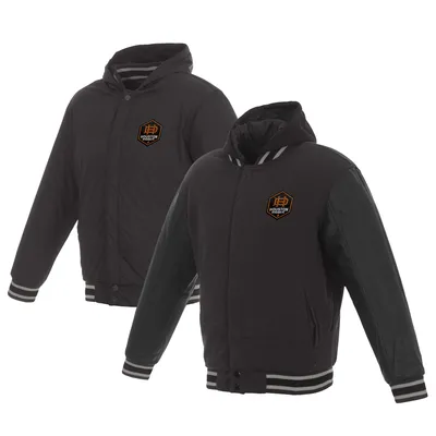 Houston Dynamo JH Design Reversible Hooded Full-Snap Fleece Jacket - Charcoal/Black