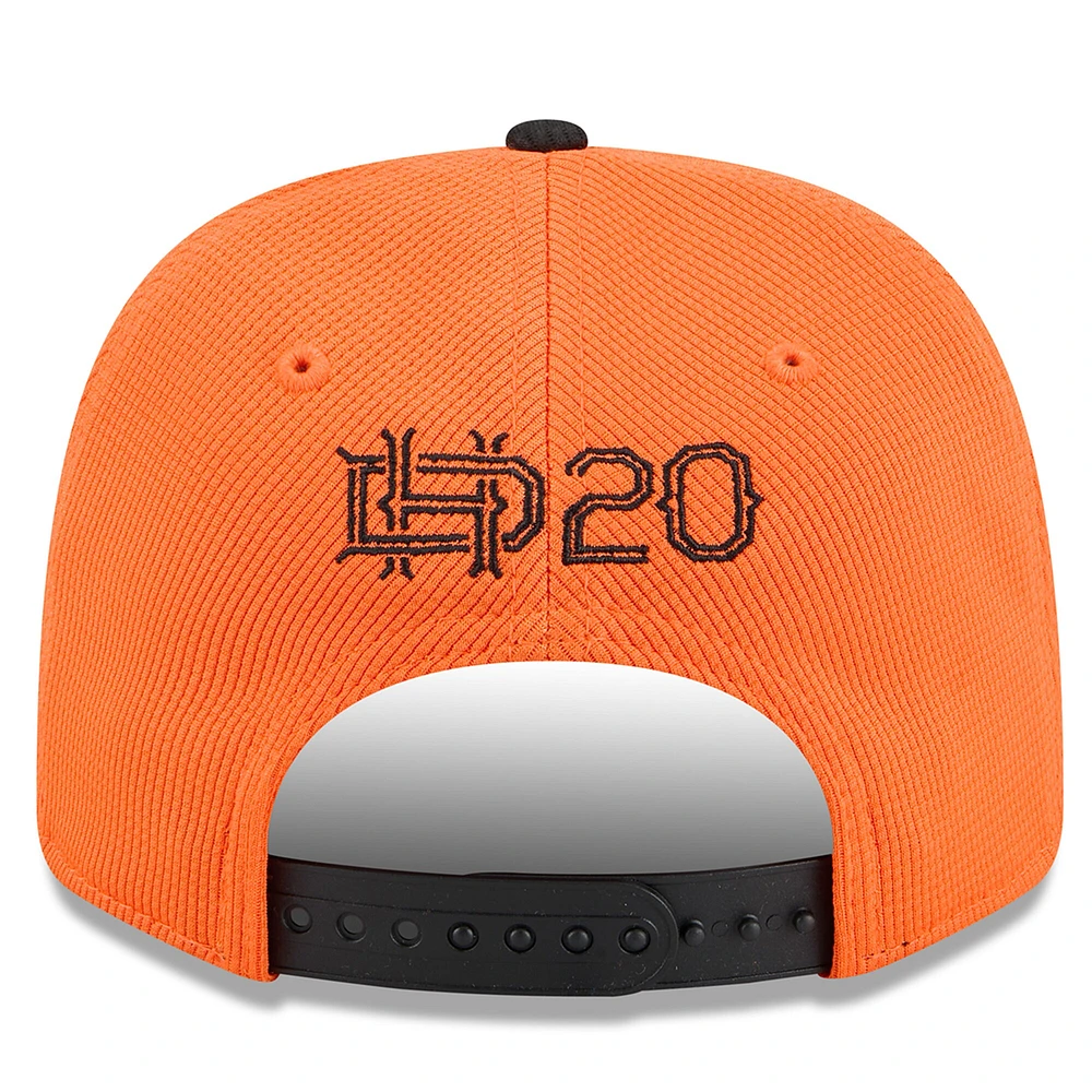 Casquette extensible à boutons-pression Houston Dynamo FC 2025 orange/noir New Era pour homme