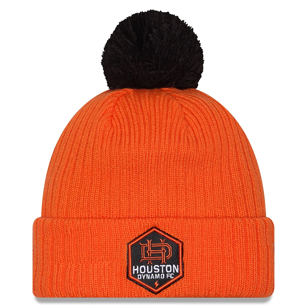 Men's New Era  Orange Houston Dynamo FC 2025 Jersey Hook Cuffed Knit Hat with Pom