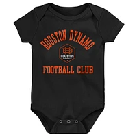 Newborn & Infant Orange/Black/Gray Houston Dynamo FC 3-Pack Bodysuit Set