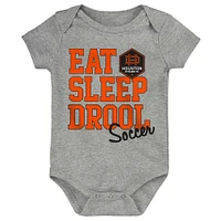 Newborn & Infant Orange/Black/Gray Houston Dynamo FC 3-Pack Bodysuit Set