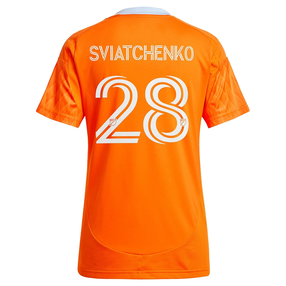 Maillot réplique de joueur adidas Erik Sviatchenko Orange Houston Dynamo FC 2025 Saison 20 pour femme