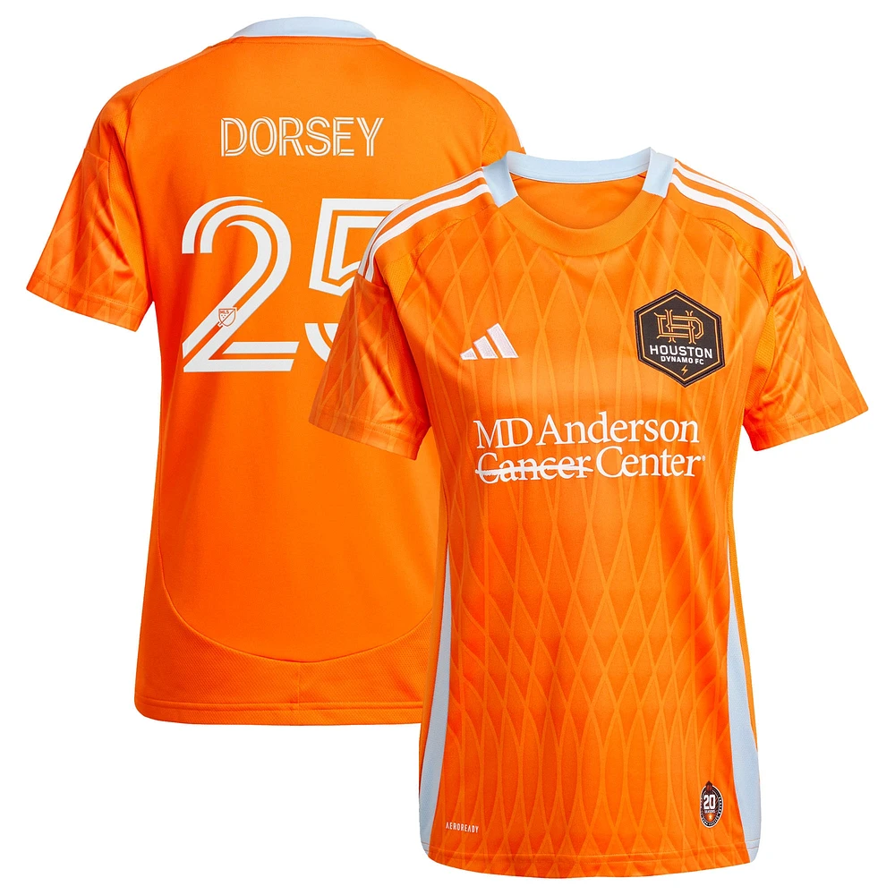 Women's adidas Griffin Dorsey Orange Houston Dynamo FC 2025 Season 20 Replica Player Jersey