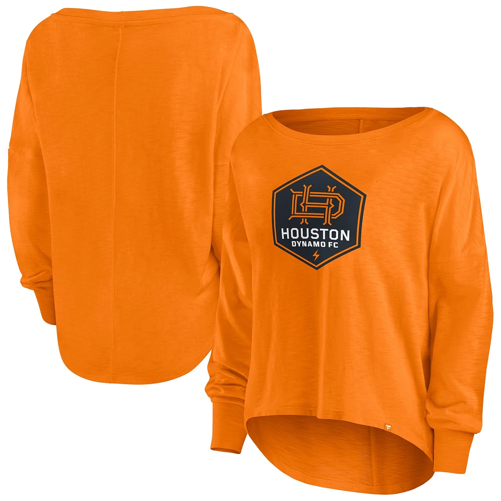 Women's Fanatics Orange Houston Dynamo FC Corner Kick Long Sleeve Fashion T-Shirt