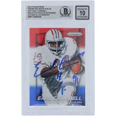 Earl Campbell Houston Oilers Autographed 2014 Panini Prizm #197 Beckett Fanatics Witnessed Authenticated 10 Card with "HOF 91" Inscription