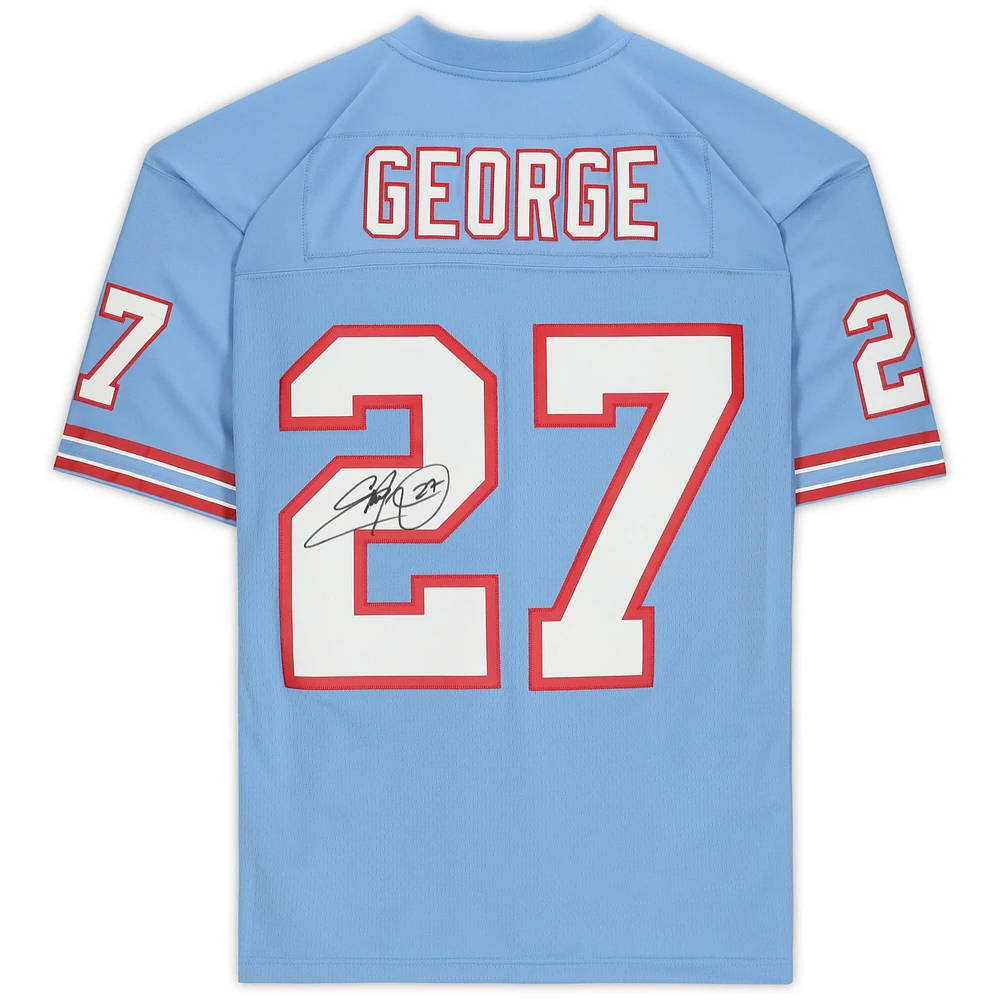 Eddie George Light Blue Houston Oilers Autographed Mitchell & Ness Replica Jersey