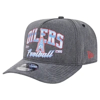 Men's New Era  Black Houston Oilers Throwback Washed A-Frame 9FIFTY Snapback Hat