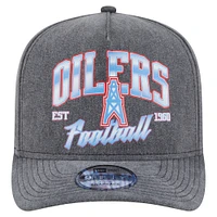 Men's New Era  Black Houston Oilers Throwback Washed A-Frame 9FIFTY Snapback Hat