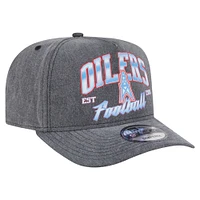 Men's New Era  Black Houston Oilers Throwback Washed A-Frame 9FIFTY Snapback Hat