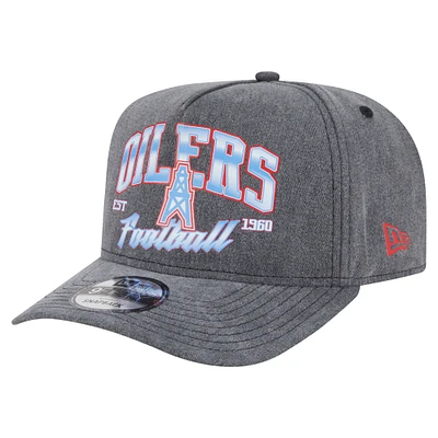 Men's New Era  Black Houston Oilers Throwback Washed A-Frame 9FIFTY Snapback Hat