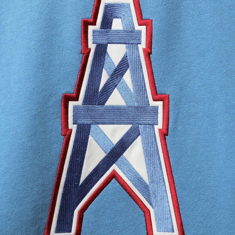 Men's '47 Powder Blue/Red Houston Oilers Lacer V-Neck Pullover Hoodie