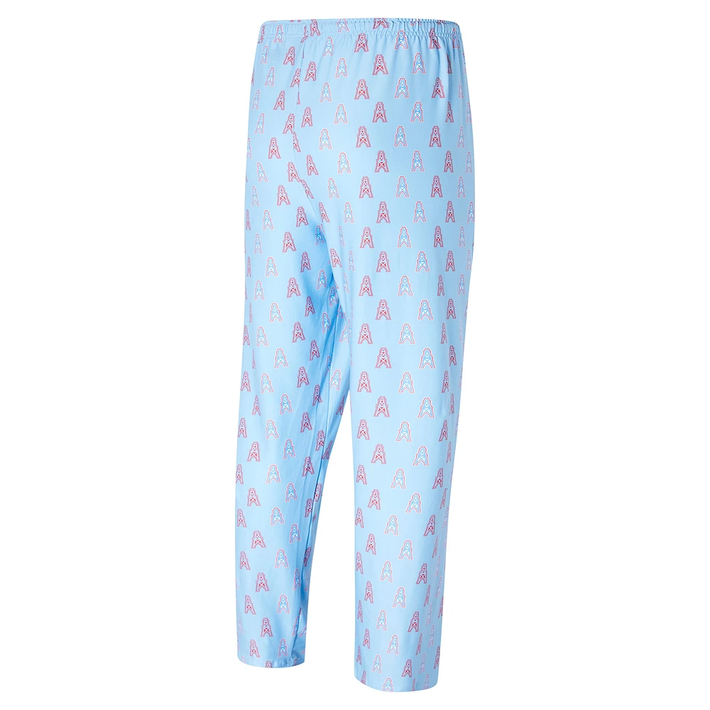 Pantalon en tricot bleu clair Houston Oilers Gridiron Classics Record All Over pour homme de Concepts Sport