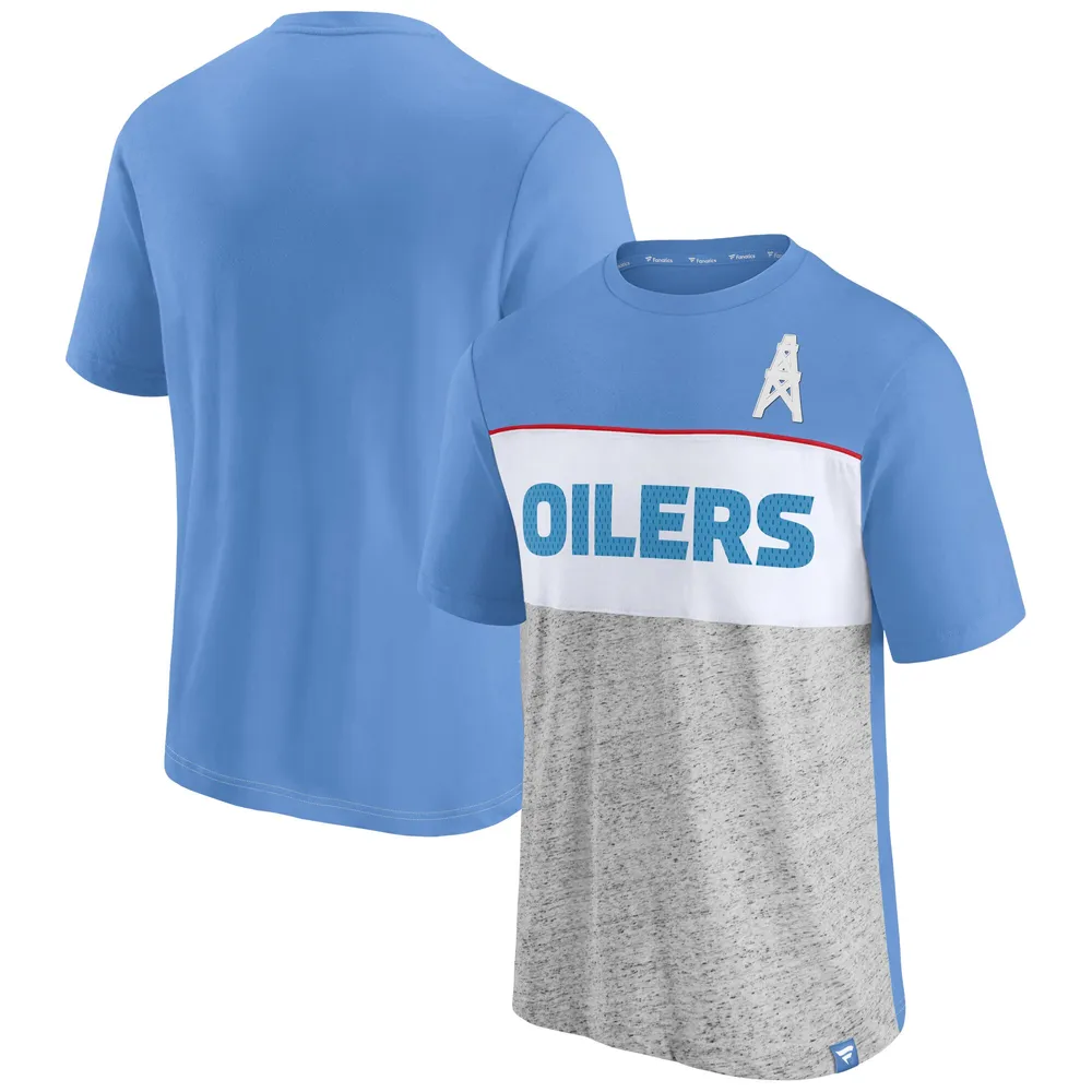 Lids Houston Oilers Branded Throwback Colorblock T-Shirt - Light Gray | Brazos Mall
