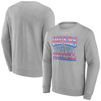 Men's Fanatics Heather Gray Houston Oilers Chance Throwback Fleece Pullover Sweatshirt