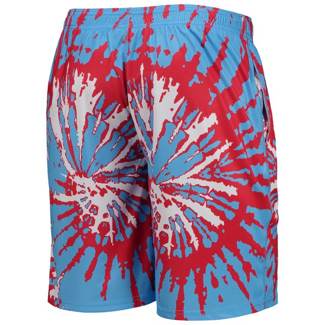 Short de détente rétro statique en maille FOCO Houston Oilers bleu clair pour homme