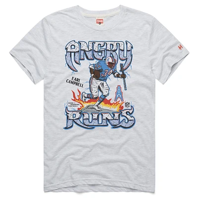 T-shirt rétro en mélange de coton pour homme avec logo hommage à Earl Campbell Ash des Houston Oilers