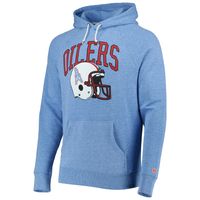 Men's Homage Light Blue Houston Oilers Gridiron Classics Retro Helmet Tri-Blend Raglan Pullover Hoodie