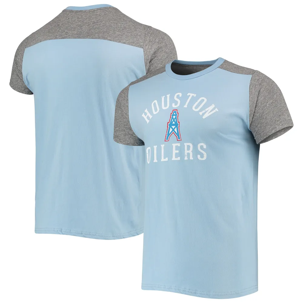 Lids Houston Oilers Majestic Threads Gridiron Classics Field Goal Slub T- Shirt - Light Blue/Heathered Gray