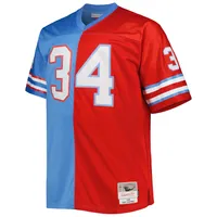 Mitchell & Ness Earl Campbell pour hommes bleu clair/rouge Houston Oilers Big Tall Gridiron Classics Split Legacy Retired Player Replica Jersey