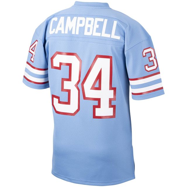 Maillot de joueur retraité authentique Throwback des Houston Oilers Mitchell & Ness Earl Campbell bleu clair pour hommes