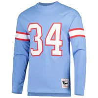 Mitchell & Ness Earl Campbell bleu clair Houston Oilers 1984 nom et numéro du joueur retraité T-shirt à manches longues