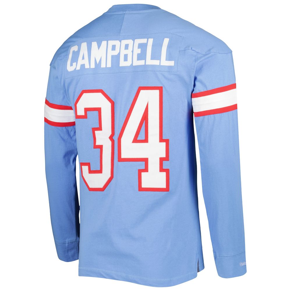 Men's Mitchell & Ness Earl Campbell Light Blue Houston Oilers 1984 Retired Player Name Number Long Sleeve T-Shirt