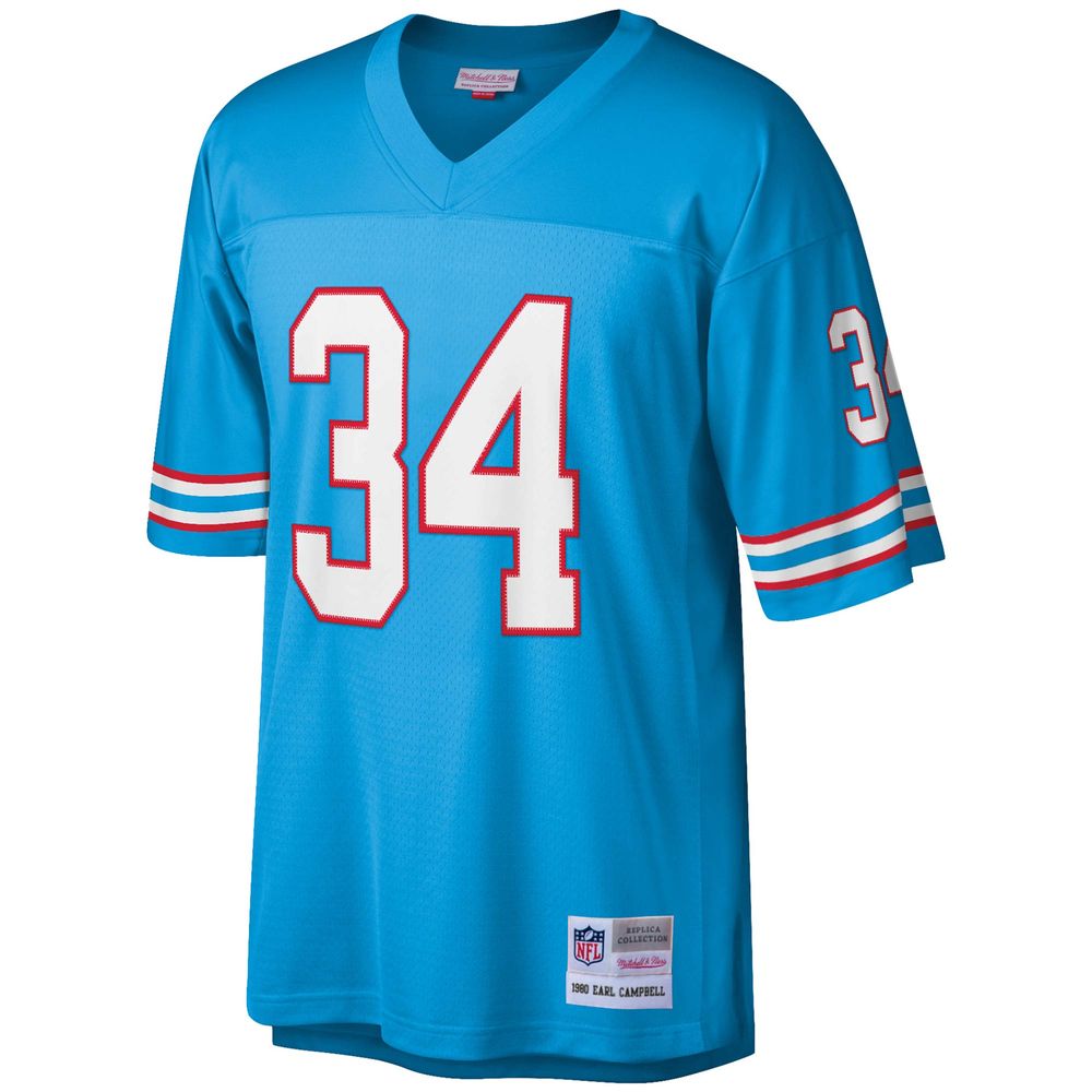 Men's Mitchell & Ness Earl Campbell Light Blue Houston Oilers Legacy Replica Jersey