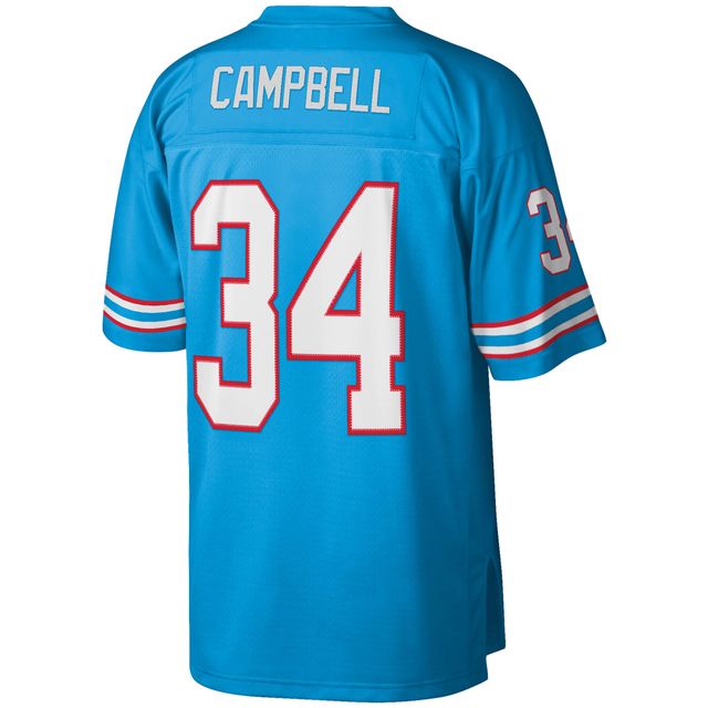 Maillot Homme Mitchell & Ness Earl Campbell Bleu Clair Houston Oilers Legacy Replica