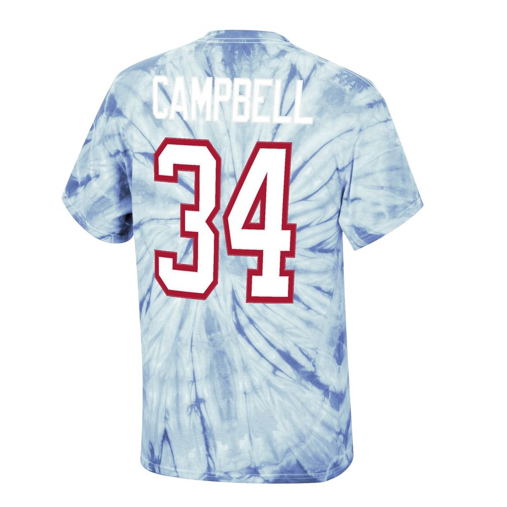 Men's Mitchell & Ness Earl Campbell Light Blue Houston Oilers Tie-Dye Retired Player Name Number T-Shirt