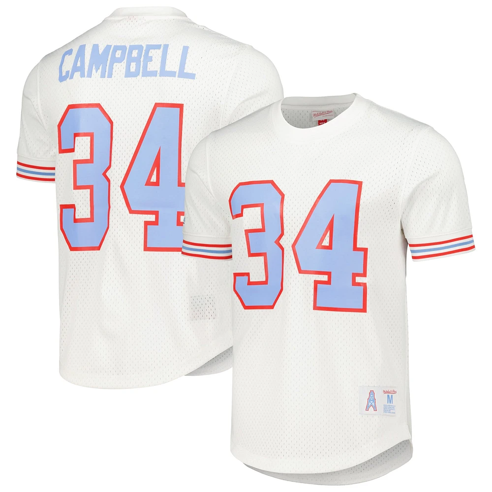 Mitchell & Ness Earl Campbell blanc Houston Oilers Gridiron Classics nom et numéro du joueur retraité haut en maille