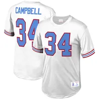 Haut en maille blanc avec nom et numéro du joueur retraité Mitchell & Ness Earl Campbell des Houston Oilers