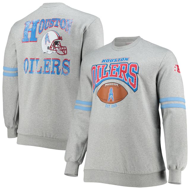 Mitchell & Ness Heathered Grey Houston Oilers Tailles Big Tall Gridiron Classics Sweat-shirt à imprimé intégral pour homme