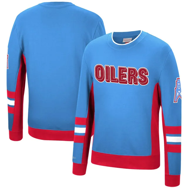 Men's Mitchell & Ness Heathered Gray Houston Oilers Allover Print Fleece  Pullover Sweatshirt