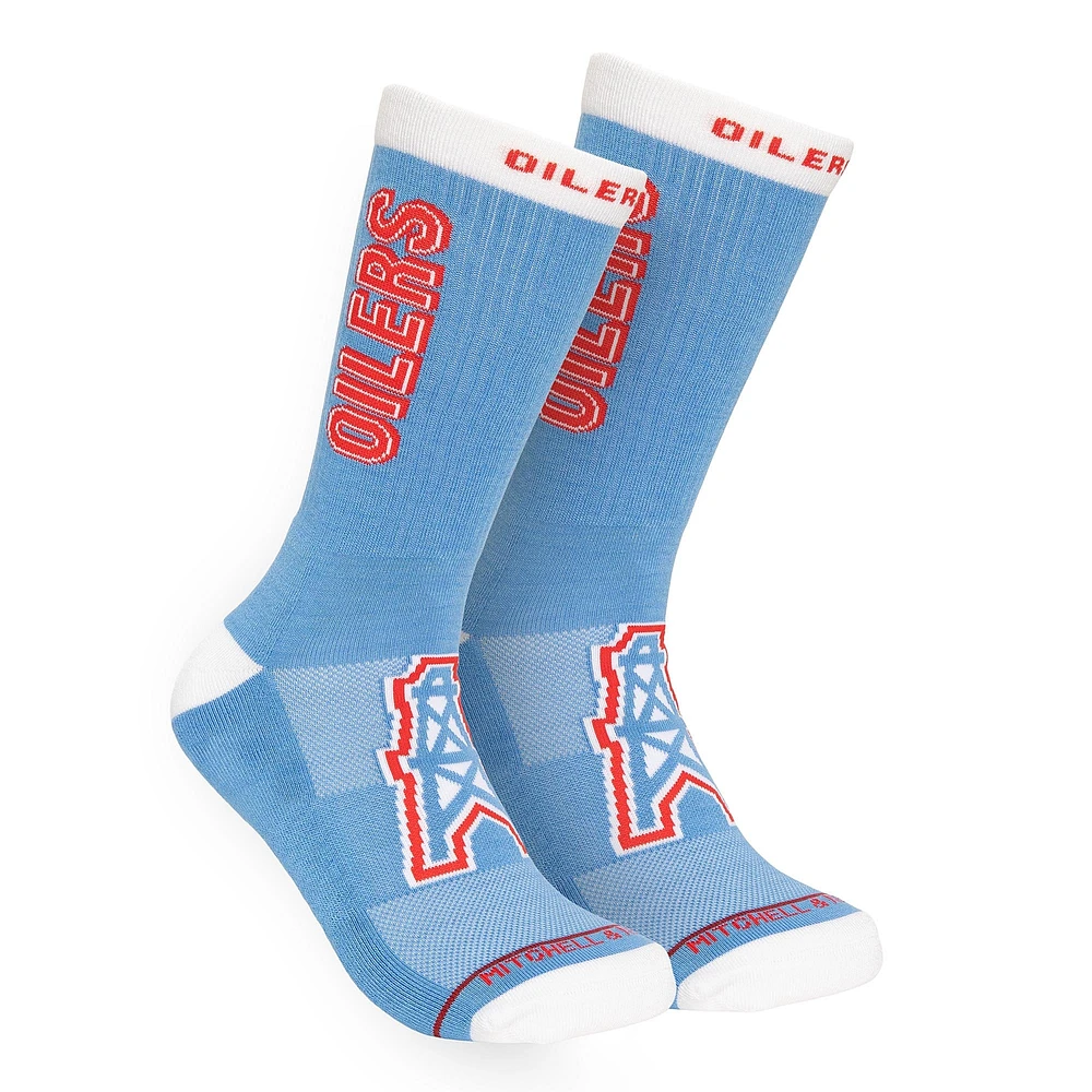 Chaussettes Mitchell & Ness bleu clair pour homme Houston Oilers Throwback Kick Off Crew