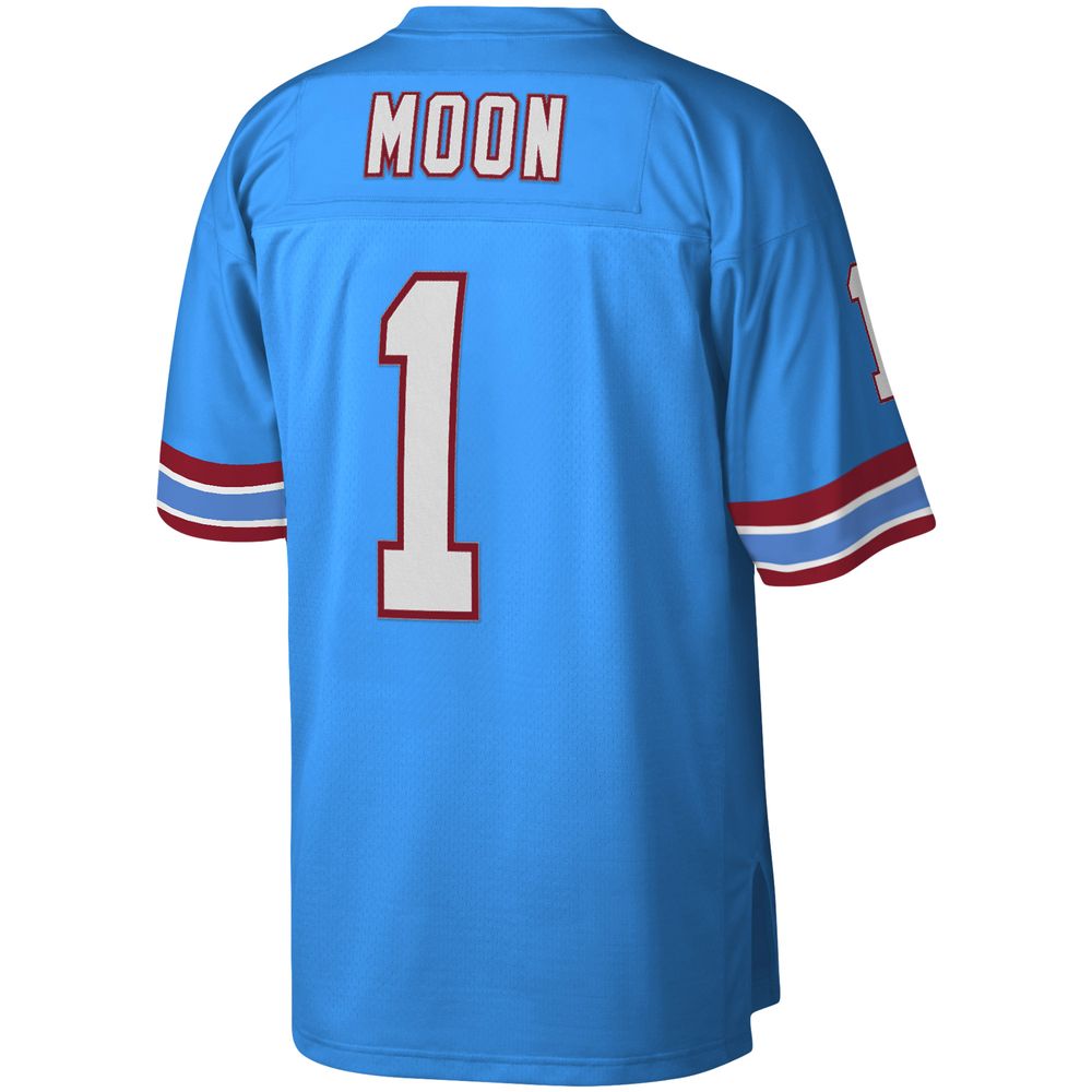 Men's Mitchell & Ness Warren Moon Light Blue Houston Oilers Legacy Replica Jersey