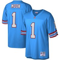 Men's Mitchell & Ness Warren Moon Light Blue Houston Oilers Legacy Replica Jersey