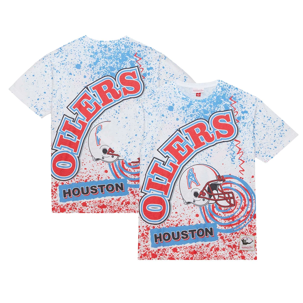 T-shirt sublimé blanc Mitchell & Ness Team Burst des Houston Oilers pour hommes