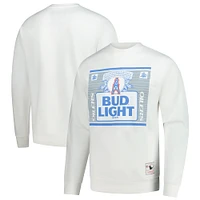 Men's Mitchell & Ness x Bud Light White Houston Oilers The Crest Pullover Sweatshirt