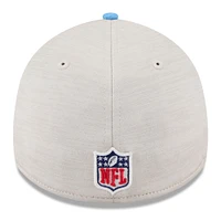 Men's New Era Stone/Light Blue Houston Oilers 2024 Sideline Gridiron Classics 39THIRTY Flex Hat